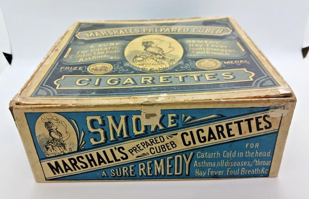 cubeb cigarettes 1900's Marshall's Prepared Cubeb Medical Cigarettes Box