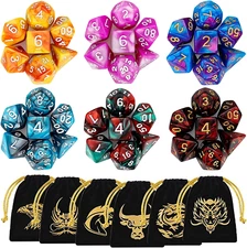 Lot Of 42 DnD Dungeons And Dragons Dice 6 Sets With Pouch DD Toys Games Kids US