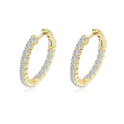 BRAND NEW Lafonn Yellow Gold Plated 1.8CT Diamond Oval Hoop Earrings E3026CLG00