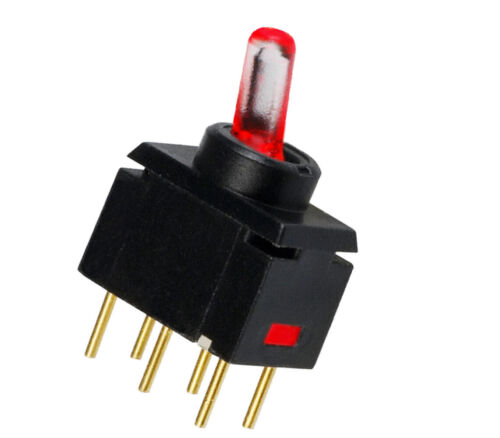 G12JPC Switch Toggle ON None ON SPDT Lighted Lever PC Pins 0.1A 28VAC 28VDC 0.4V - Afbeelding 1 van 1