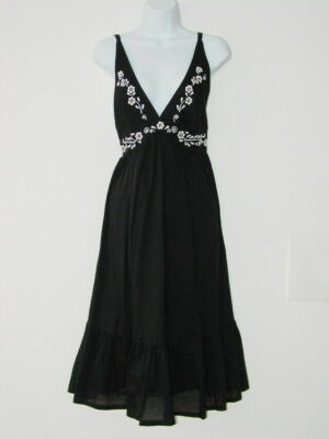 New JILL STUART Black Cotton Embroidered Sleeveless Dress 2