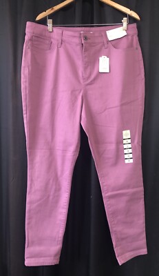 St Johns Bay Purple Skinny Leg Mid-Rise Pants Size 18 Secretly Slender
