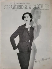 1952 Philip Mangone womens Pin striped suit Strawbridge & Clothier vintage ad