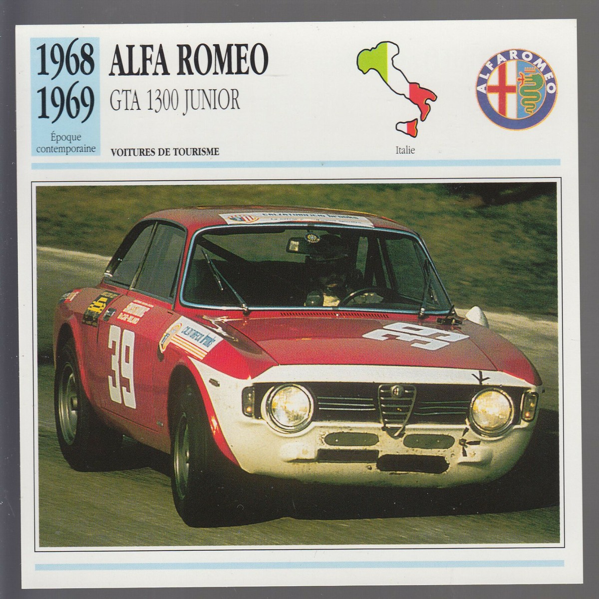 1968-1969 Alfa Romeo GTA 1300 Junior Italian Car Photo Spec Sheet