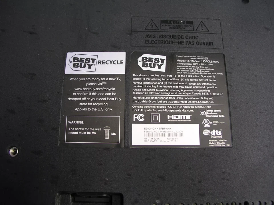 SHARP 50`` Roku LCD TV Stand Base for LC-50LB481U Legs TV Mount - Image 3 of 3