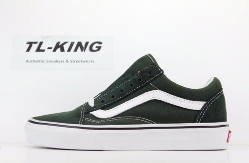 vans old skool scarab green & white skate shoes