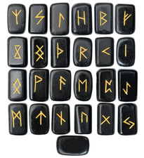 Black Agate Cube Rune Set Crystal Stones Set Elder Reiki Healing gemstone 25 Pcs