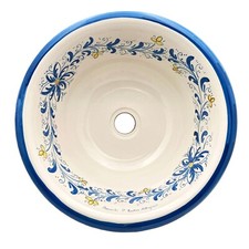 Lavello cucina  bagno decorato a mano in ceramica di Caltagirone diam 45 cm