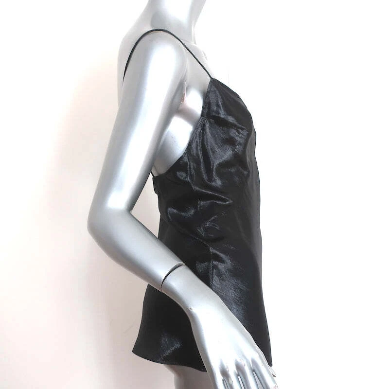 Saint Laurent Metallic Tank Top Black Silk-Blend Size 38 - Image 3 of 4