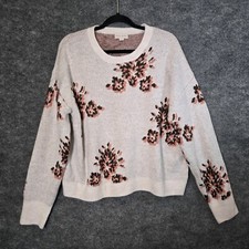 Knox Rose Sweater Womens XL Light Pink Brown Floral Everyday Cozy