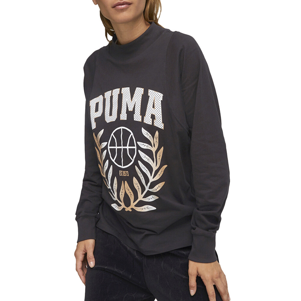 Футболка Puma Hoops Gold Standard Ls Tee Женские черные спортивные повседневные топы 62217701