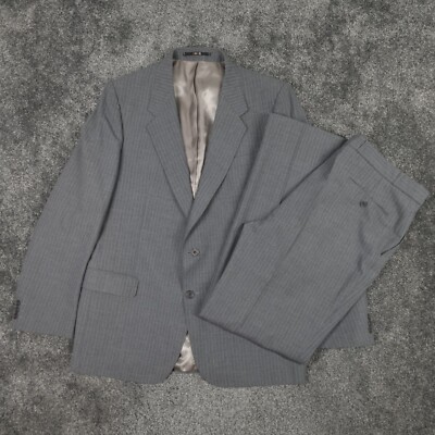 DAKS Herren Anzug Größe 44 R Grau Blazer Hose 38 38x32 Wolle