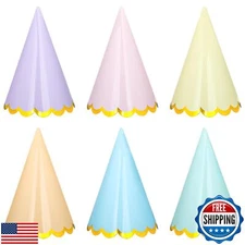 Fairooth 24 Pcs Pastel Birthday Party Hats Colorful Cone Birthday Hats Rainbo