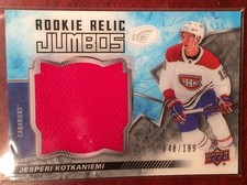  2018-19 Ice Rookie Relic Jumbos Jesperi Kotkaniemi #/199