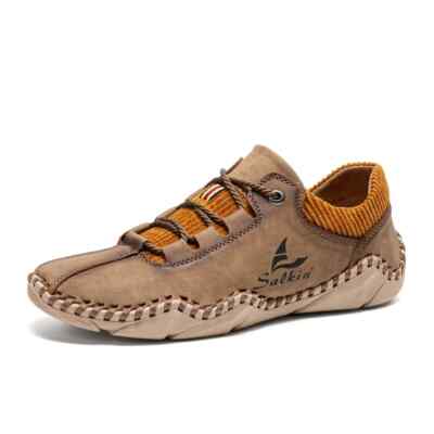 Handmade Leather Men's Casual Sneakers Outdoor Driving Loafers Moccasins Shoes