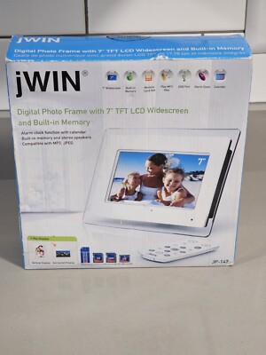 jWIN JP147 7-Inch LCD Digital Picture Frame (White) 