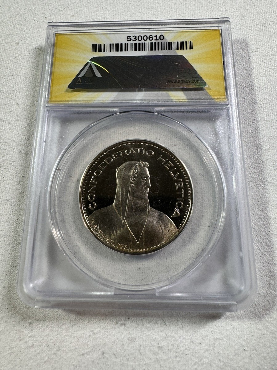 1987-B Switzerland 5 Francs Graded MS 65 DCAM by ANACS | eBay