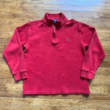 VTG Polo Ralph Lauren Sweater Boys Medium 10-12 Orange Red 1/4 Zip Rugby Shirt