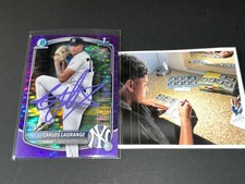 Carlos LaGrange Yankees Signed 2025 1st Bowman Chrome Purple Pulsar Refractor