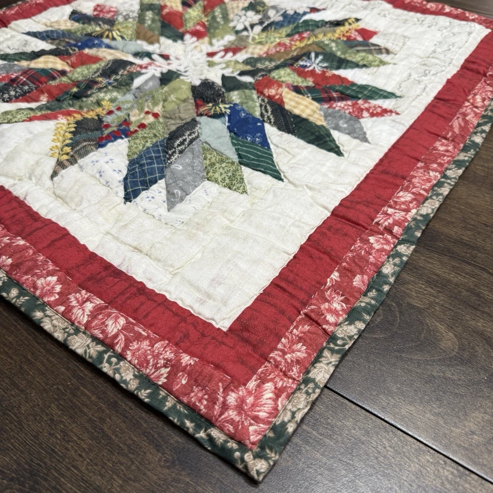 GUIRNALDA DE INVIERNO GRANERO DE CERÁMICA RETAZOS HECHA A MANO ACOLCHADA FARSA, EURO ~ ¡NAVIDAD! Foto 2 de 4