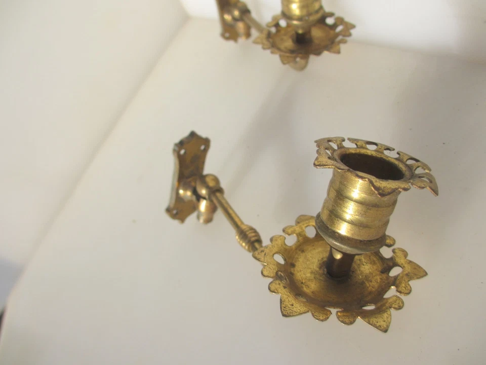 Antique Brass Piano Candle Holders Lights Sconces Old Victorian Vintage - Image 4 of 4