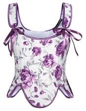 Corset Tops for Women Renaissance Floral Lace Up Bustier Purple Size 8
