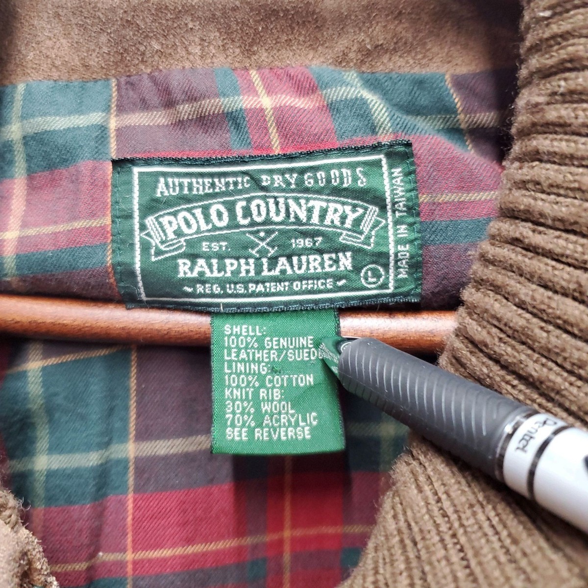 POLO COUNTRY RALPH LAUREN Suede Leather Jacket Rare Vintage Size L