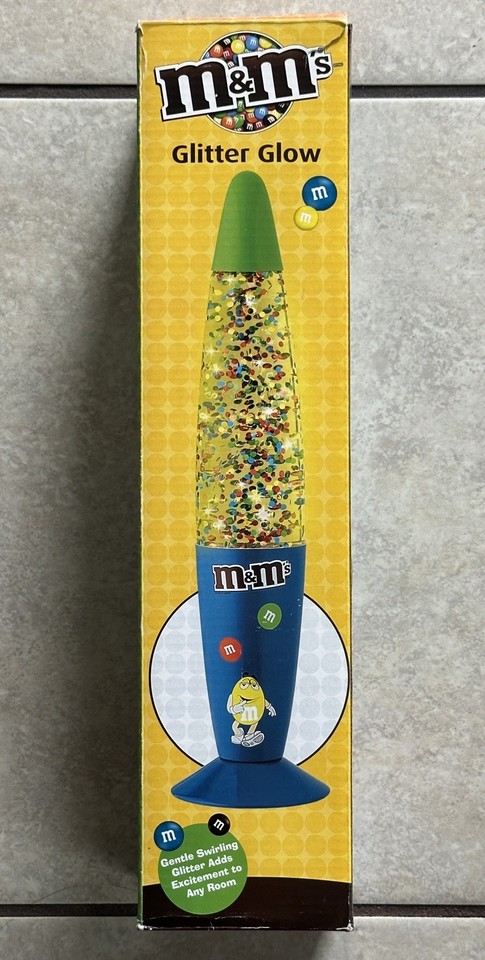 A licensed M&Ms branded glitter lava lamp from 2011 — tested and working — is the kind of kitschy retro collectible that looks amazing on a shelf.