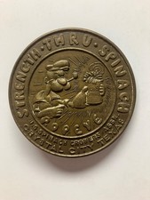 Popeye Strength Thru Spinach Brass Belt Buckle 1970s Rare State Jewelry Stamp