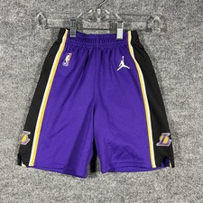 NIKE Los Angeles Lakers JORDAN Shorts YOUTH Medium Purple Kobe LeBron NBA