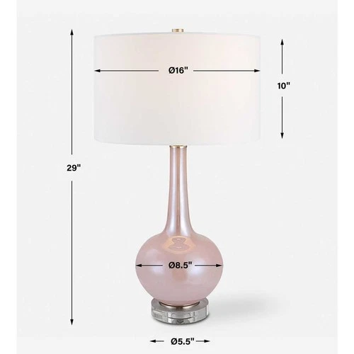 ROSA MODERN BLUSH PINK GLASS CRYSTAL BASE 29" TABLE LAMP UTTERMOST 30144 - Picture 6 of 6