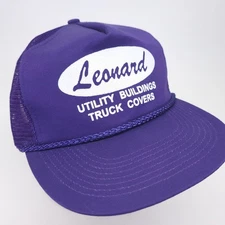 Leonard Hat Cap Utility Buildings Truck Covers Snapback Mesh Trucker Purple