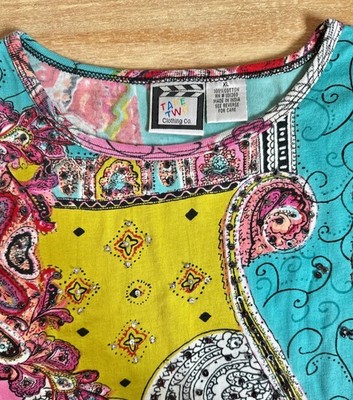 Take Two Clothing Co Colorful Paisley Patchwork Tank Top | Beaded Embellished Sl
