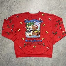 Holiday Time Vintage Beary Christmas Crewneck Sweatshirt Women  s Medium AOP 90s