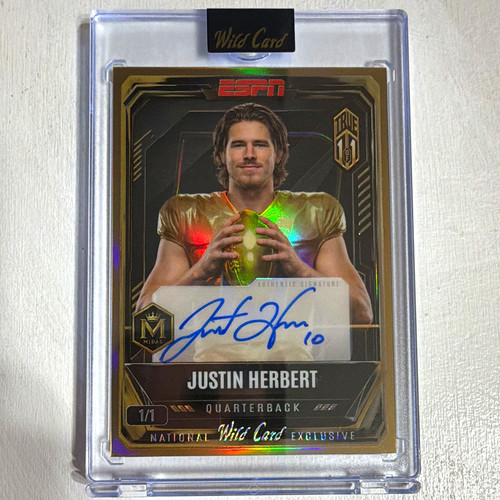 Wild Card 2026 ESPN Gold Midas Touch Justin Herbert Auto 1/1 ESPNNBMT-JH3A