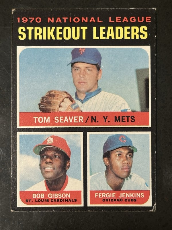 1971 Topps Baseball #72 1970 N.L. Strikeout Leaders Seaver, Gibson, Jenkins