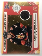 Chris Drury 2003-04 Pacific Prism #106 GAME USED JERSEY PATCH SP FLAMES /935