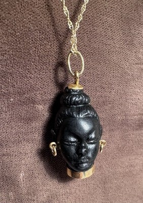 Beautiful Ebony and 18k gold Blackmoor Pendant with chain.  