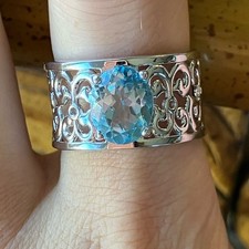 Brazilian Blue Topaz Sterling Silver Ring Size 9