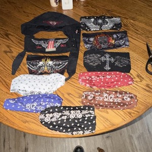 Harley-Davidson Bandanas & Scarves Skull, Cross, Wing Assorted Designs Lot