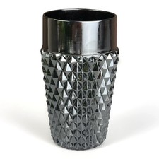 Vtg MCM Indiana Tiara Cameo Black Diamond Point 12 oz. Tumbler Drinking Glass