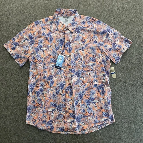 Izod Saltwater Dockside Chambray Shirt Mens XL Mauveglow Short Sleeve NEW NWT - product listing photo
