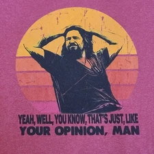 Men's XL Big Lebowski Dude That's Just Like Your Opinion Man T-Shirt Red EUC