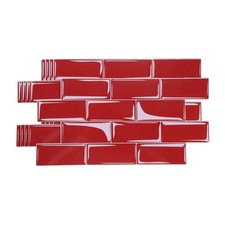 5Pcs 9.4"x4.7" Peel and Stick Backsplash Tiles Mable Tile Stickers, Red