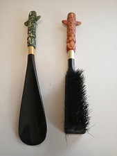 Vintage Shoe Horn and Buff Brush 11" Totem Pole with black shoe horn brush