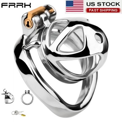 FRRK Male Chastity Device With Removable PA Puncture Cage Rings Lock 45mm 50mm