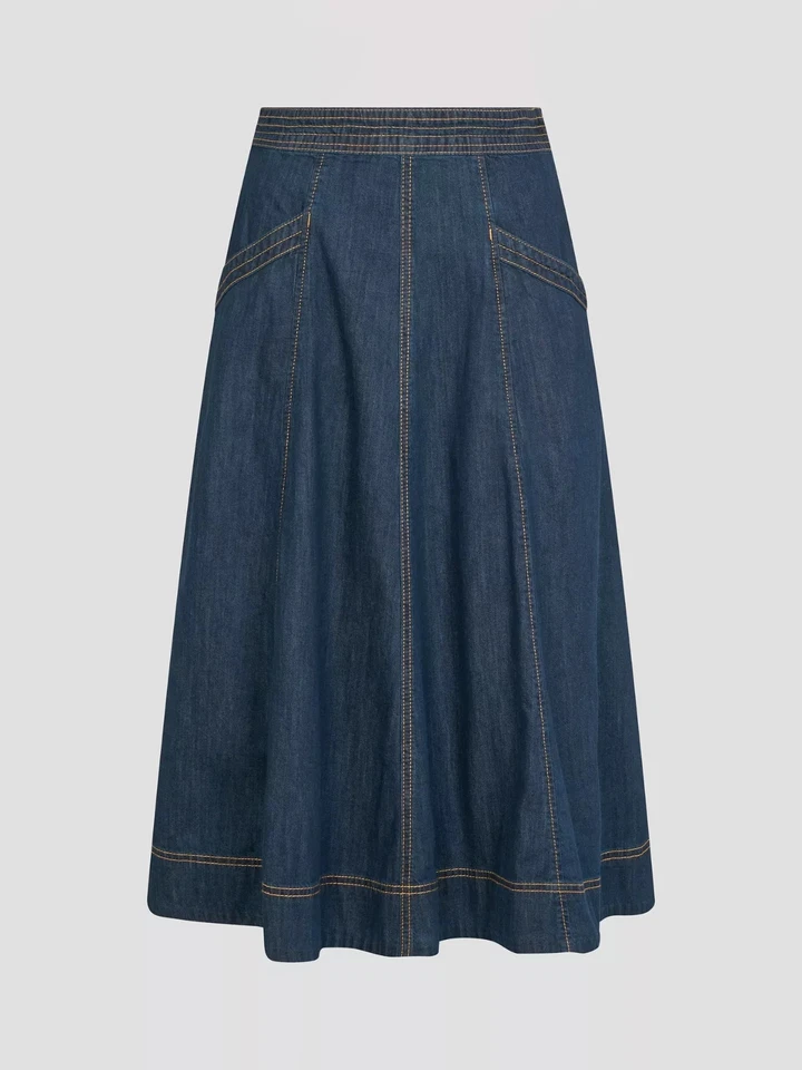 Monsoon UK Size 22-24 XXL Dark Blue Harper Seamed Denim A-Line Midi Skirt - Image 4 of 4