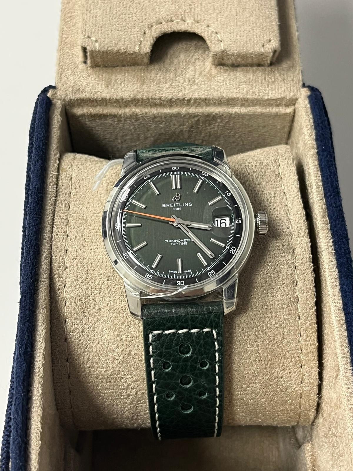 Breitling Top Time B31 Chronometer Green Leather Strap AB3113171L1X1