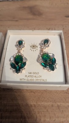 Eye Candy Luxe Collection Emerald Green 14k Gold Plated Alloy Earrings