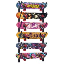 Black 6-Tier Snowboard Rack, Skateboard Wall Mount, Space-Saving, Storage